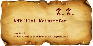 Kállai Krisztofer névjegykártya