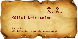 Kállai Krisztofer névjegykártya